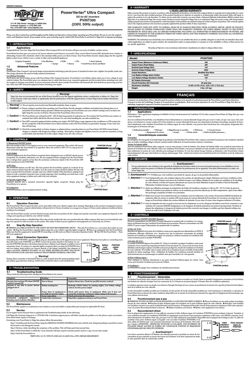 Tripp Lite PowerVerter Ultra Compact PVINT300 User manual