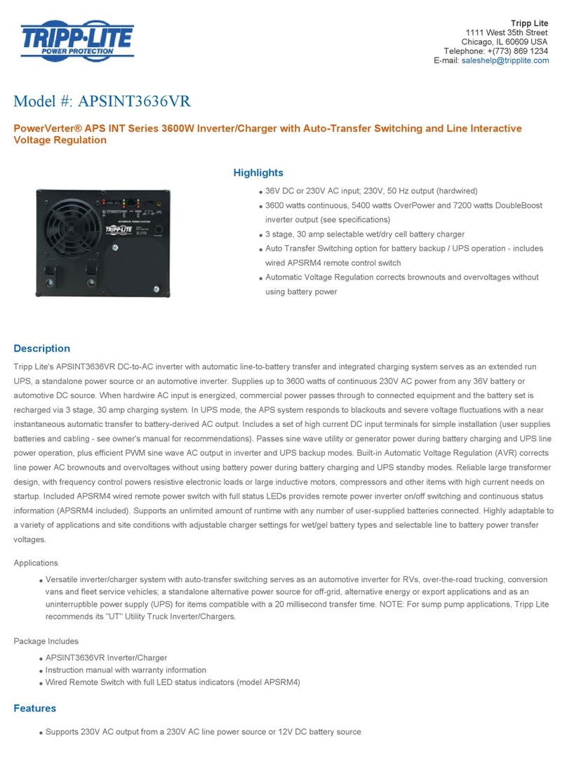 Tripp Lite PowerVerter APSINT3636VR User manual