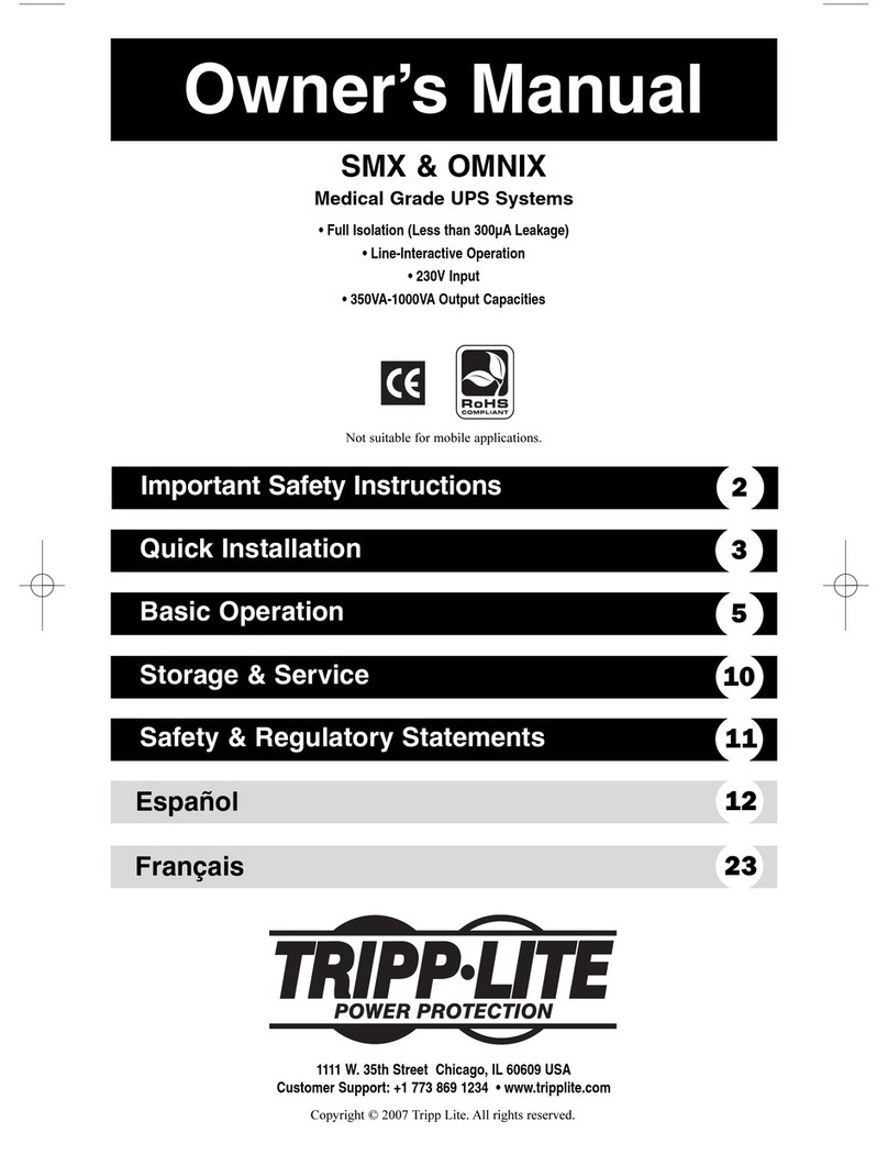 Tripp Lite Medical Grade UPS Systems SMX & OMNIX User manual