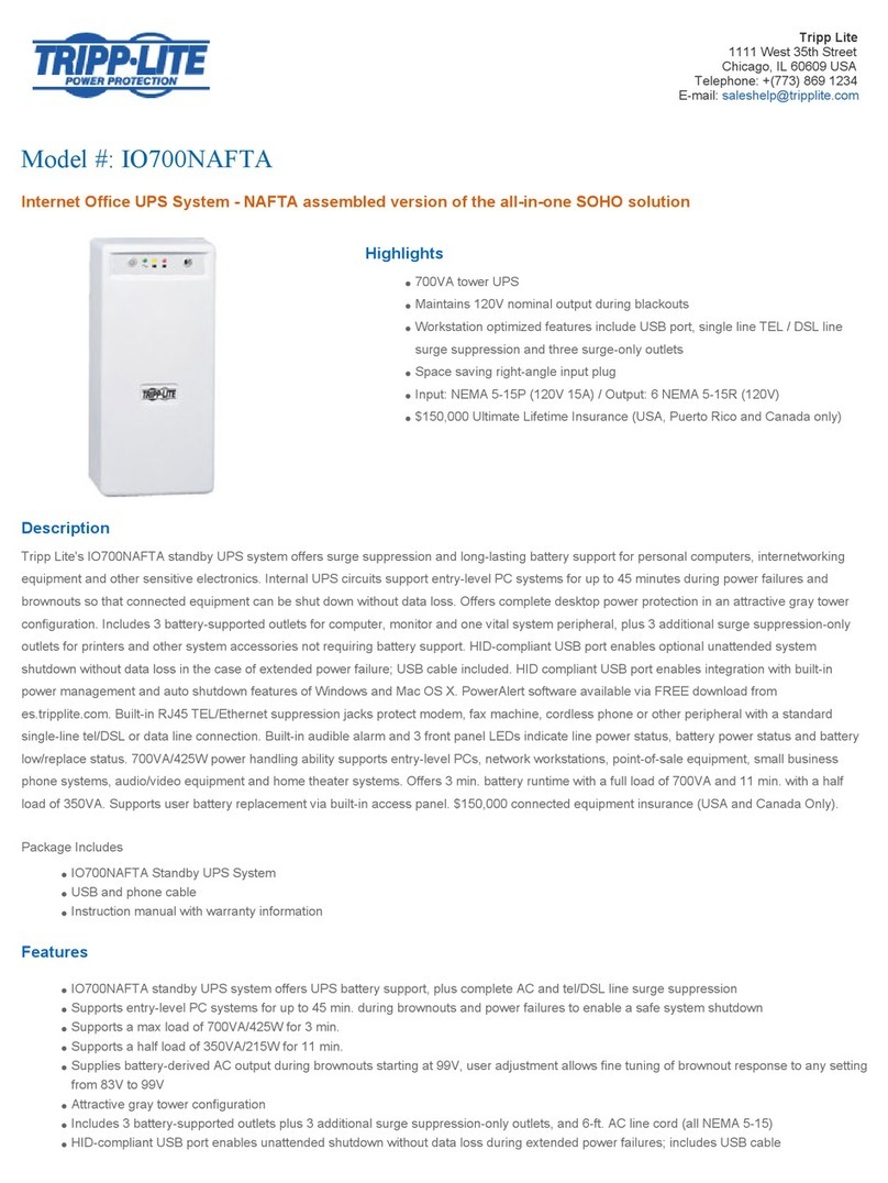 Tripp Lite IO700NAFTA Specification sheet