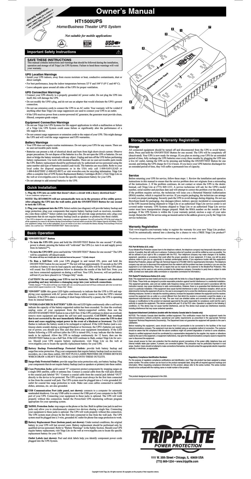 Tripp Lite HT1500UPS User manual