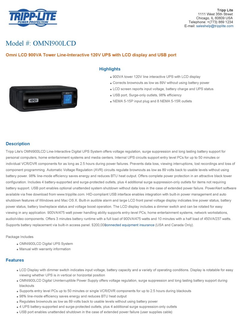 Tripp Lite OmniSmart OMNI900LCD User manual