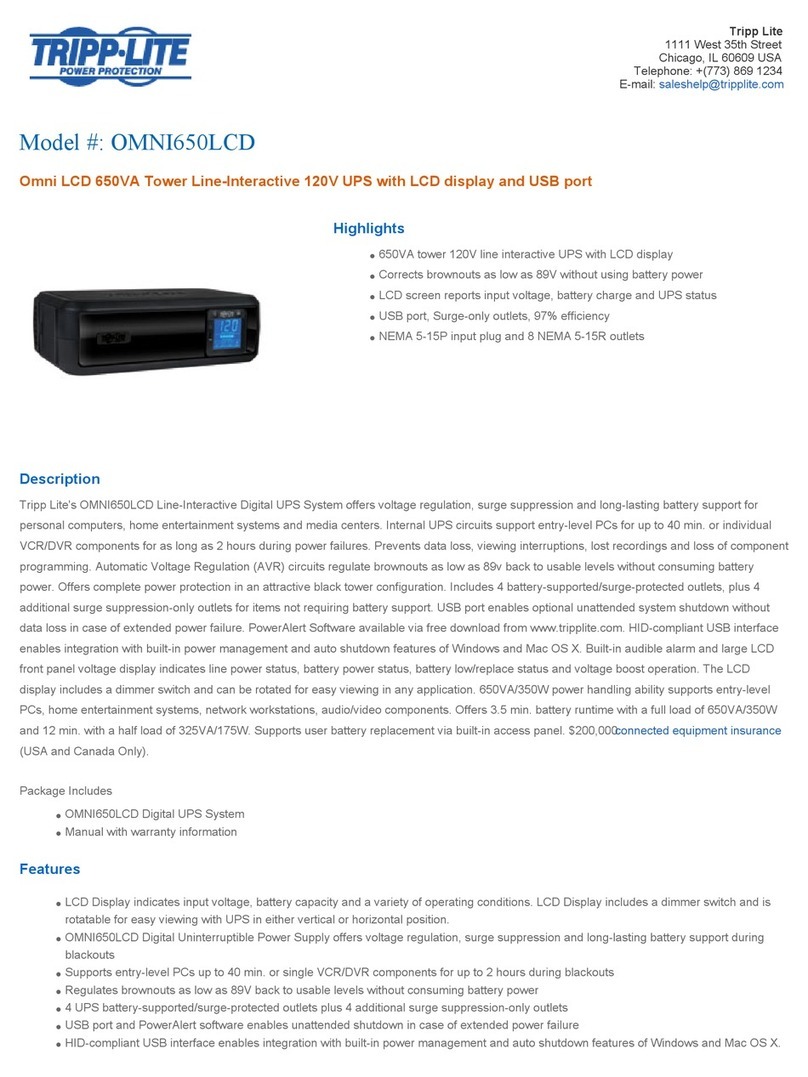 Tripp Lite OmniSmart OMNI650LCD User manual