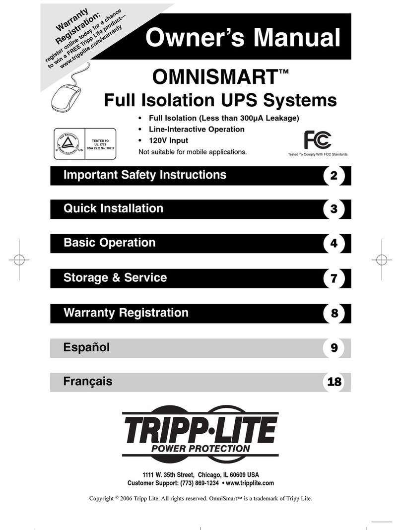 Tripp Lite OmniSmart Full Isolation UPS Systems... User manual Tripp Lite OmniSmart Full Isolation UPS Systems... User manual