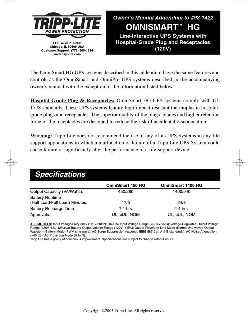 Tripp Lite OMNISMART1400HG Installation and operating instructions
