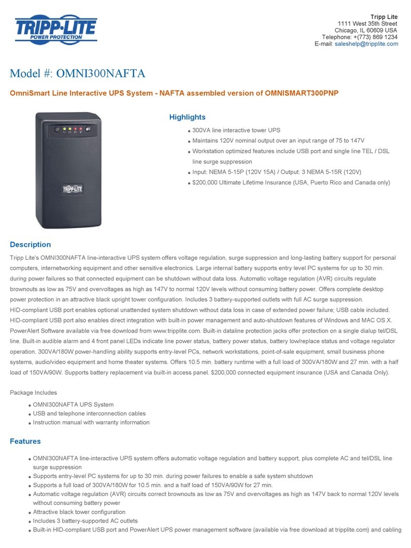 Tripp Lite OmniSmart OMNI300NAFTA User manual