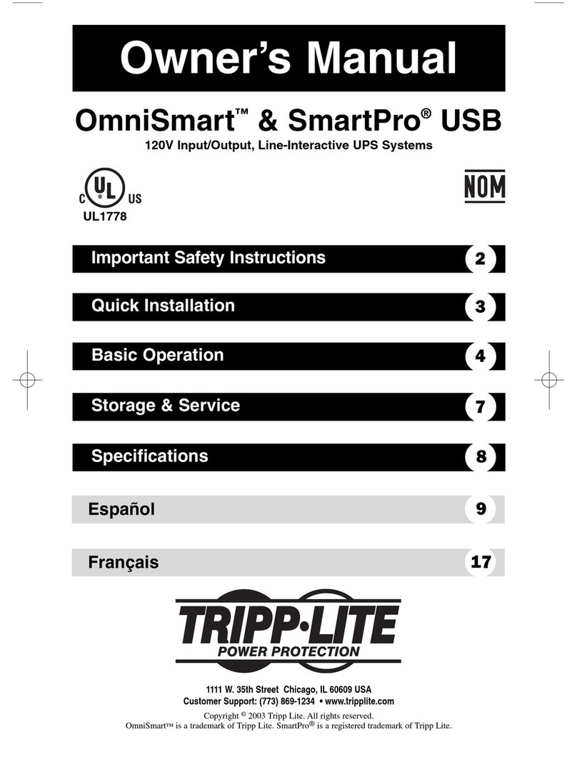 Tripp Lite OmniSmart & SmartPro USB User manual Tripp Lite OmniSmart & SmartPro USB User manual