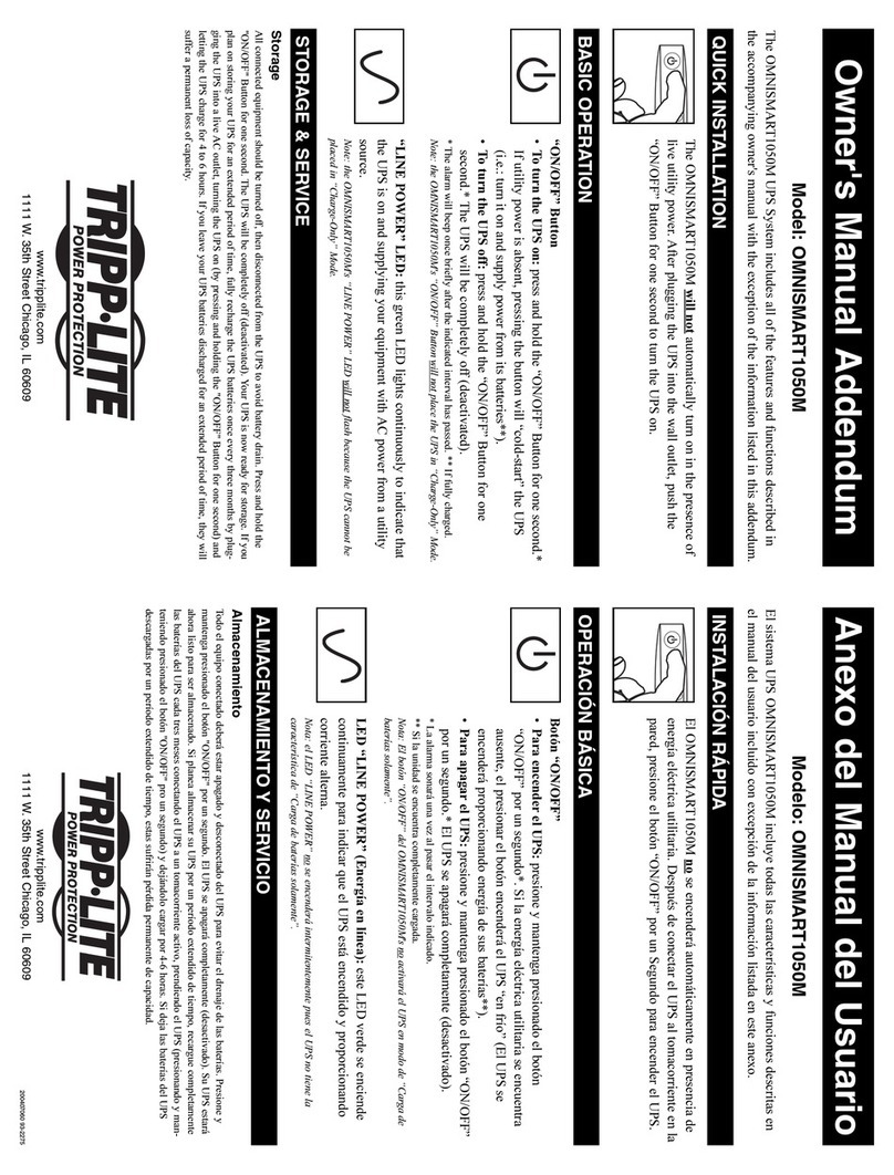 Tripp Lite OmniSmart Owner's manual addendum
