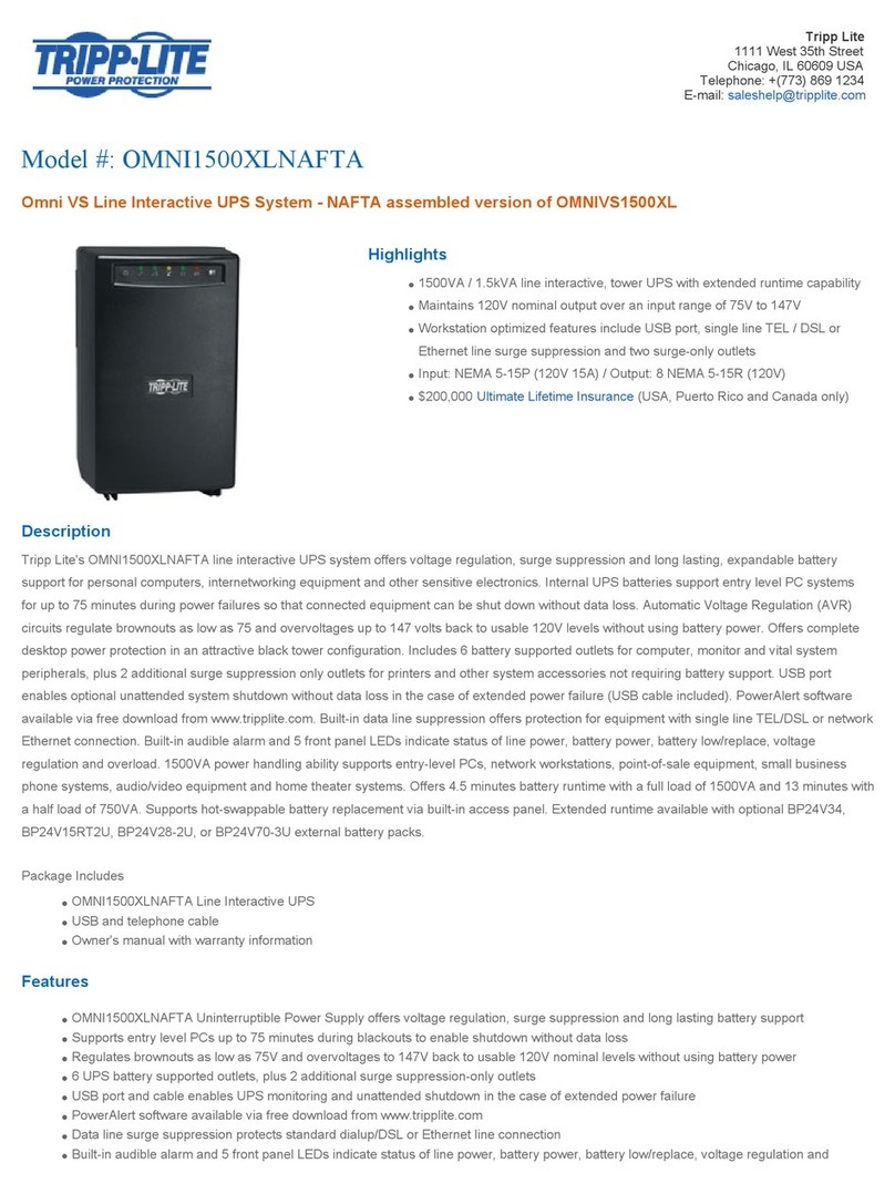 Tripp Lite OMNI1500XLNAFTA User manual