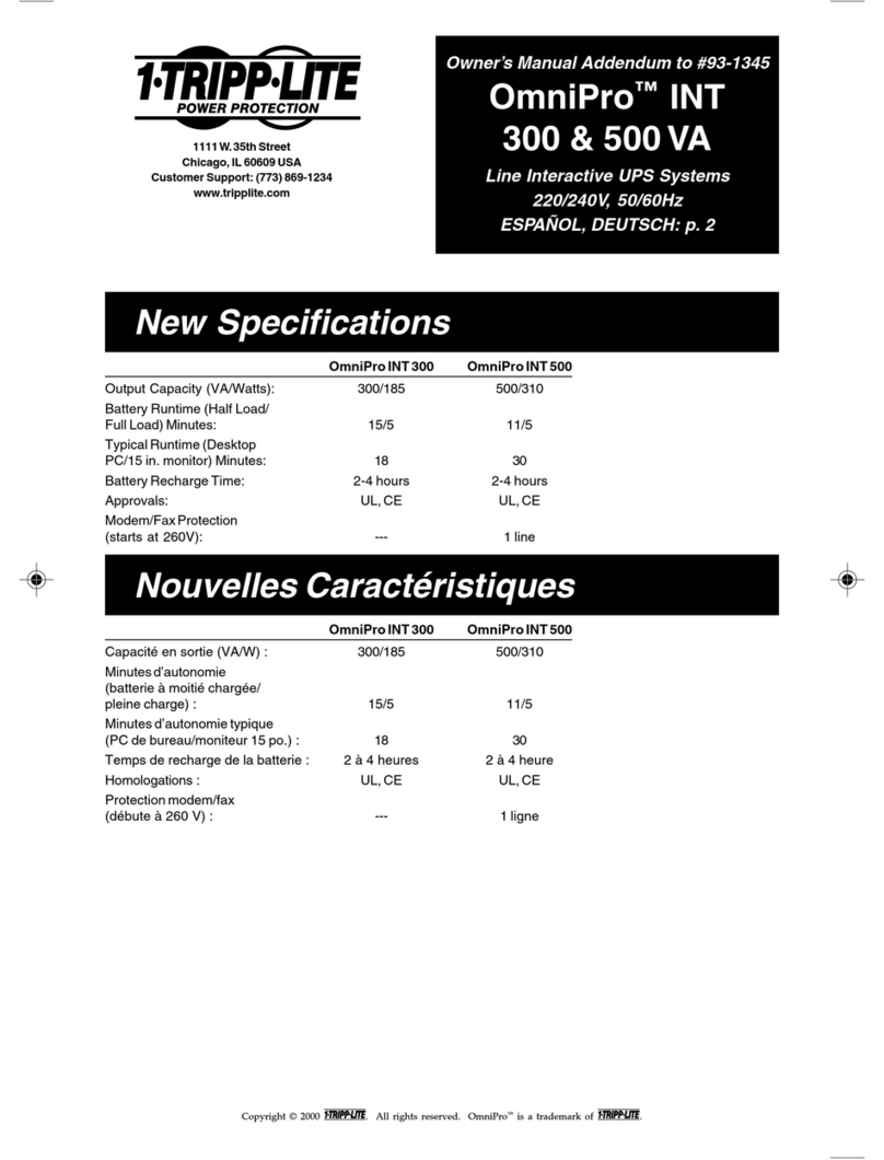 Tripp Lite OmniPro 300VA User manual