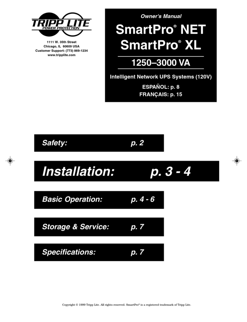 Tripp Lite 1250-3000 VA User manual