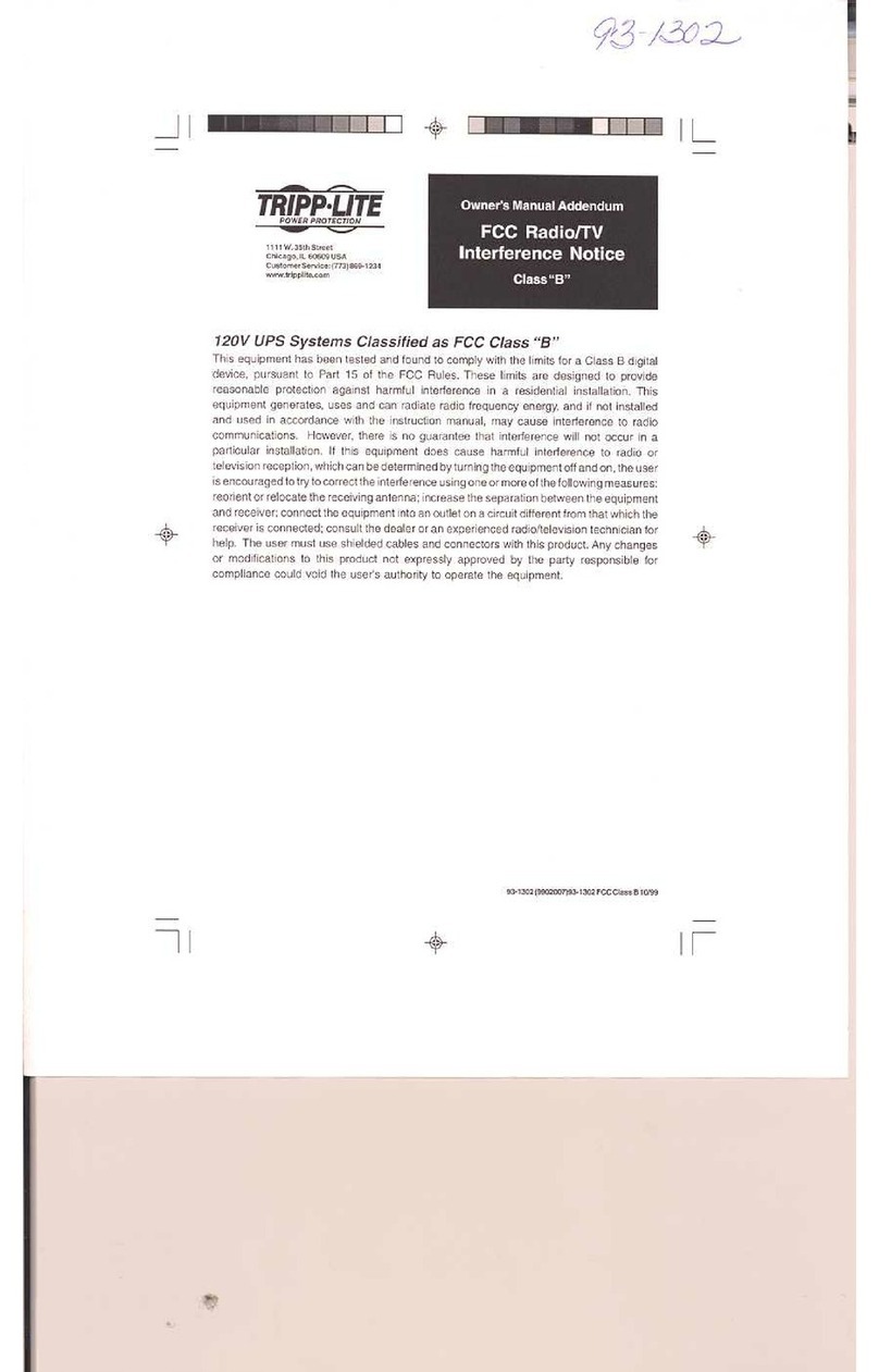 Tripp Lite FCC Radio/TV Installation and operating instructions