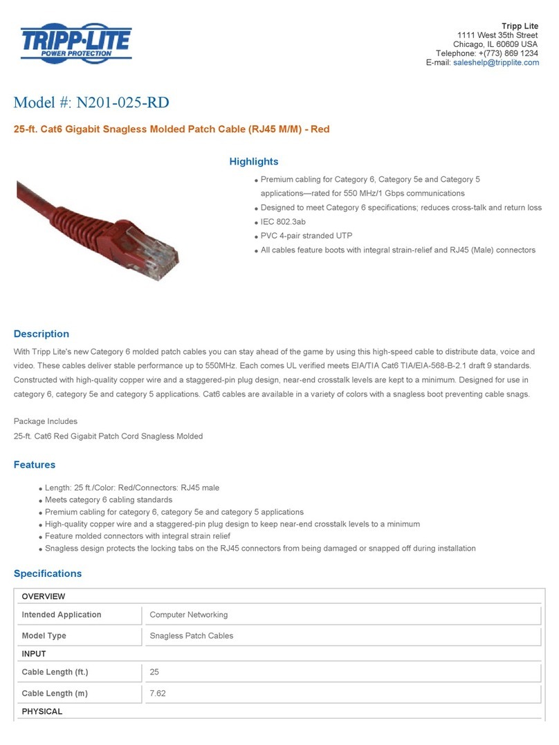 Tripp Lite Red Cat6 Snagless Patch Cable N201-025-RD Specifications Tripp Lite Red Cat6 Snagless Patch Cable N201-025-RD Specifications