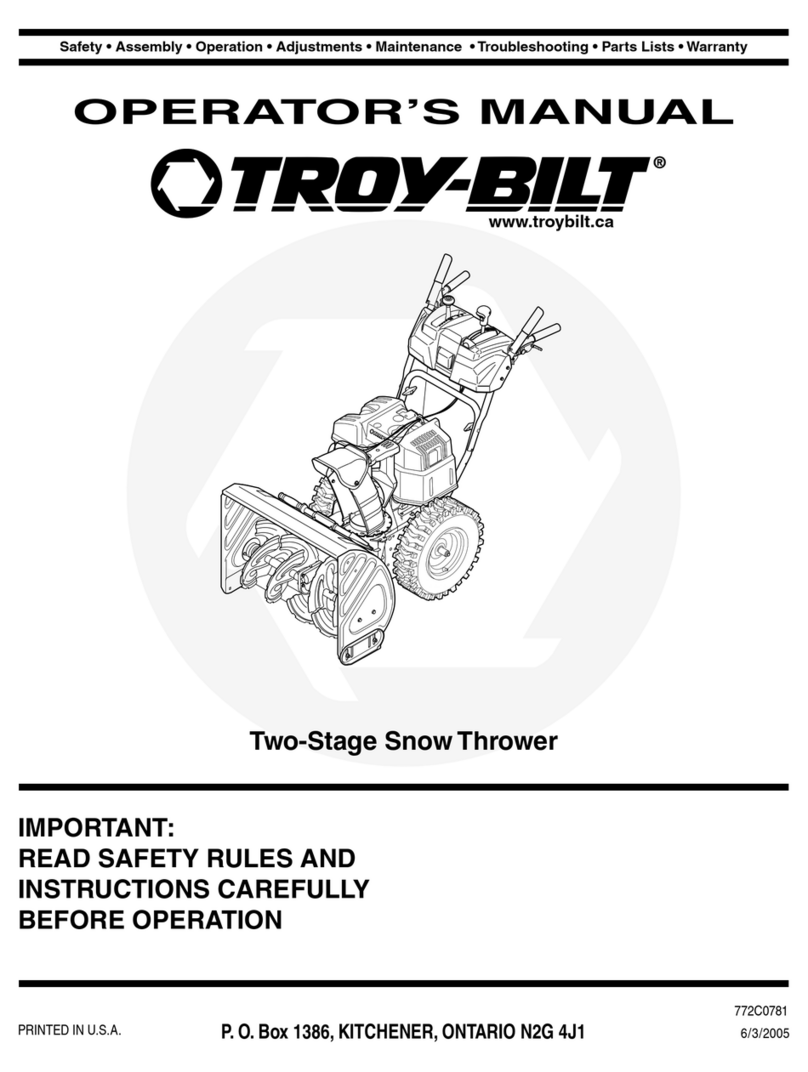 Troy-Bilt Two-Stage Snow Thrower User manual