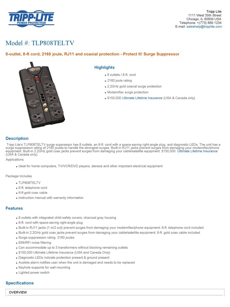 Tripp Lite TLP808TELTV User manual Tripp Lite TLP808TELTV User manual