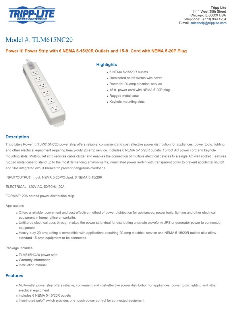 Tripp Lite TLM615NC20 Specification sheet