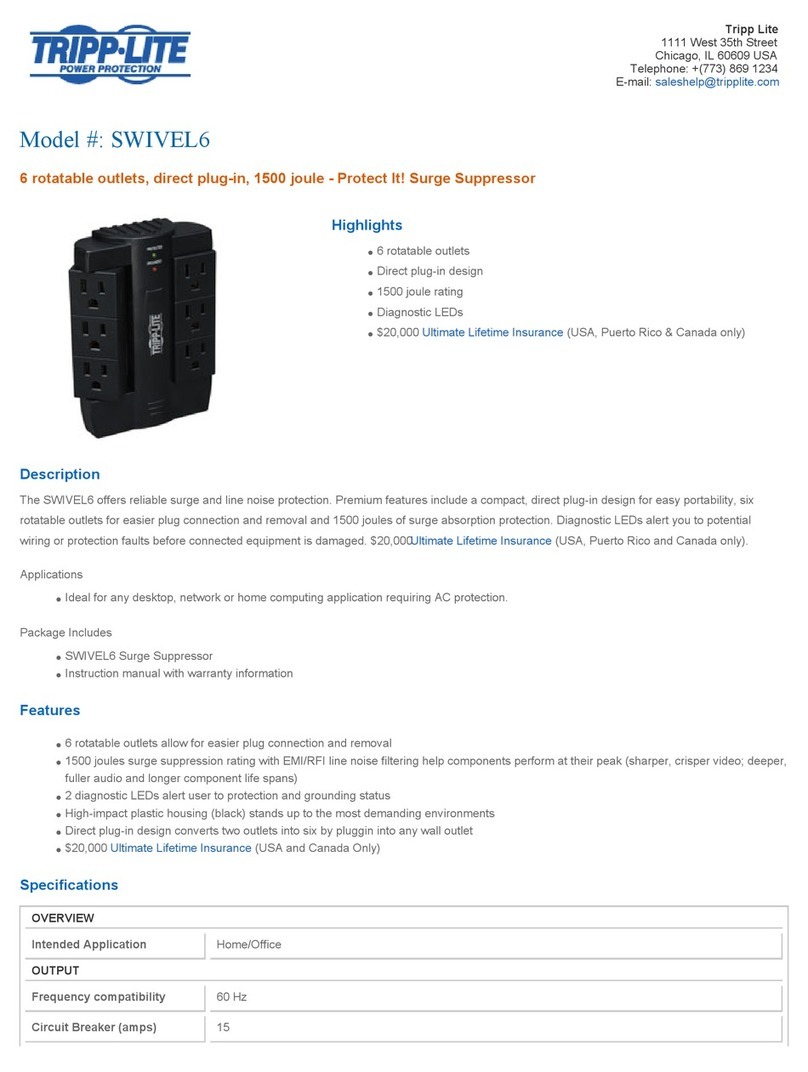 Tripp Lite Surge Suppressor SWIVEL6 Specifications Tripp Lite Surge Suppressor SWIVEL6 Specifications