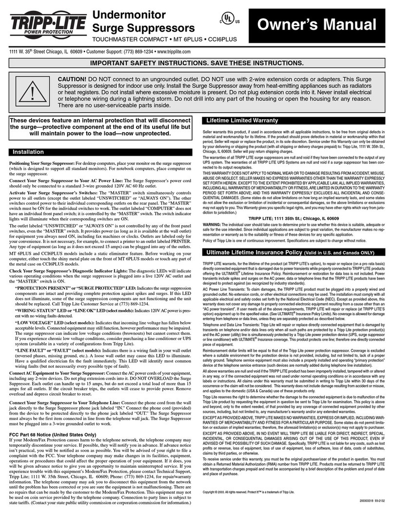 Tripp Lite MT-6PLUS User manual Tripp Lite MT-6PLUS User manual