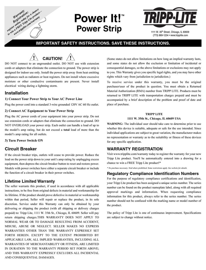 Tripp Lite Power it! Important safety instructions