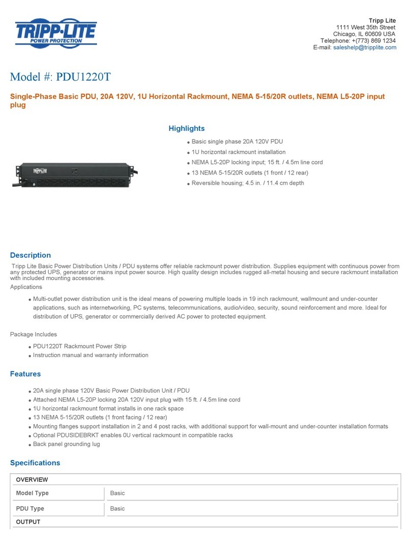 Tripp Lite PDU1220T Specifications