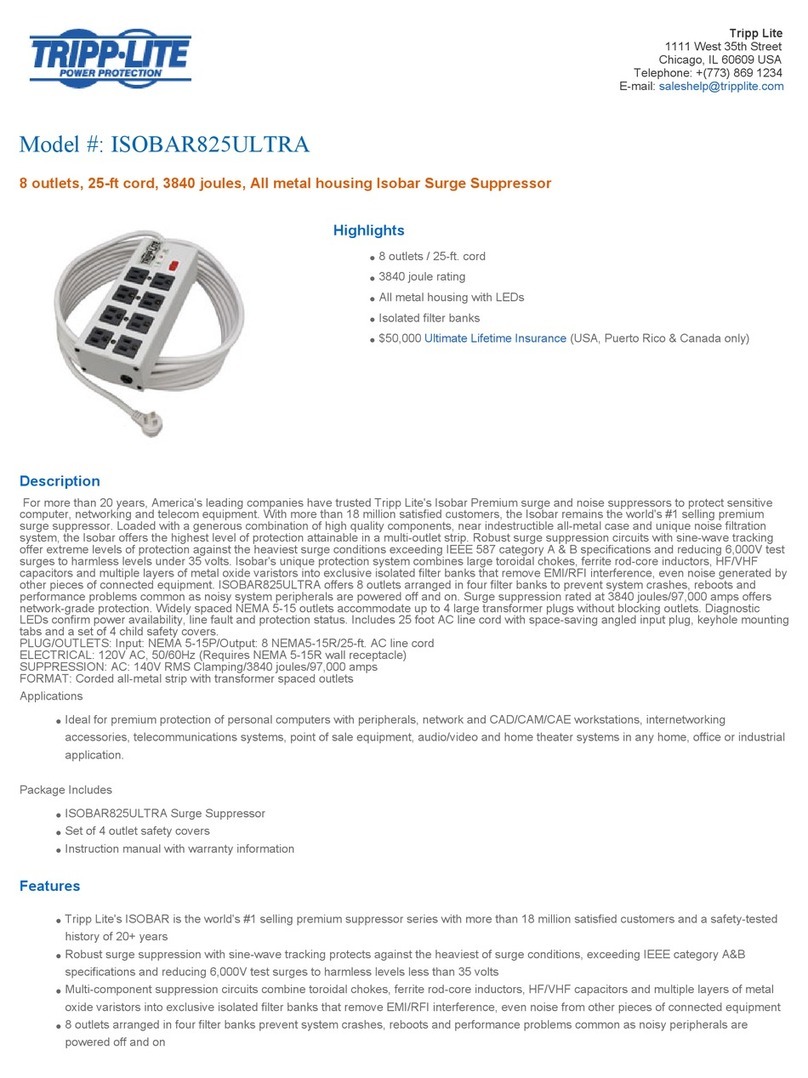 Tripp Lite ISOBAR825ULTRA User manual Tripp Lite ISOBAR825ULTRA User manual