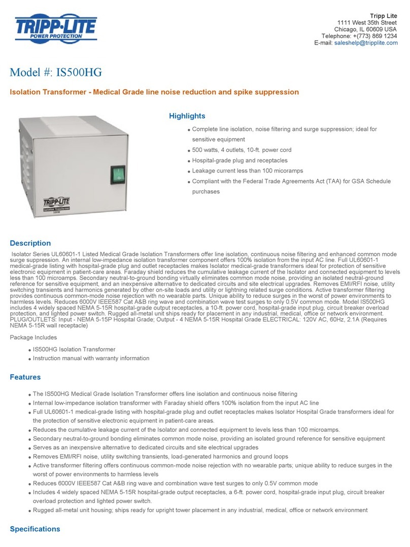 Tripp Lite Isolator Series UL60601-1 User manual
