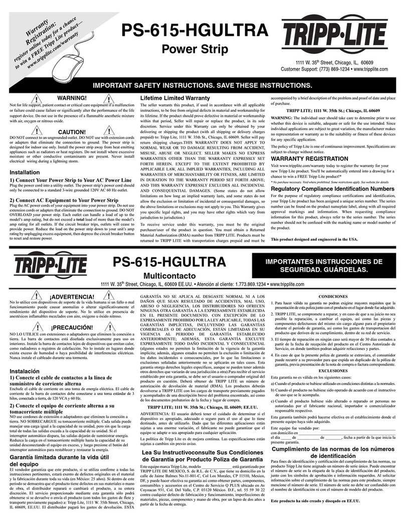 Tripp Lite PS-615-HGULTRA manual