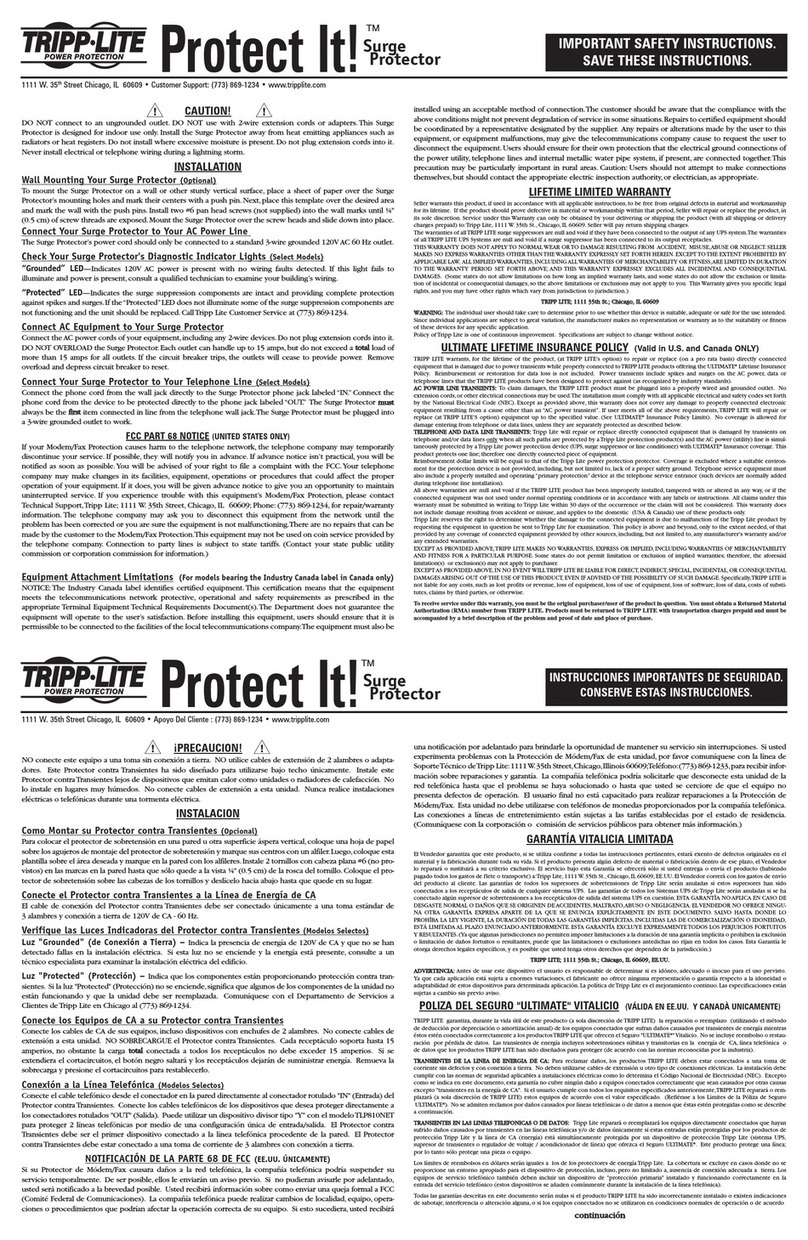 Tripp Lite Protect It! 200204173 User manual