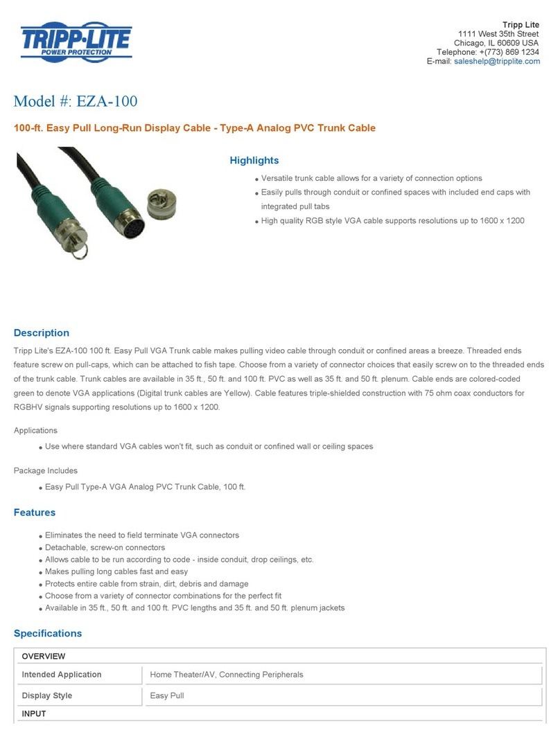 Tripp Lite Easy Pull Long-Run Display Cable EZA-100 User manual
