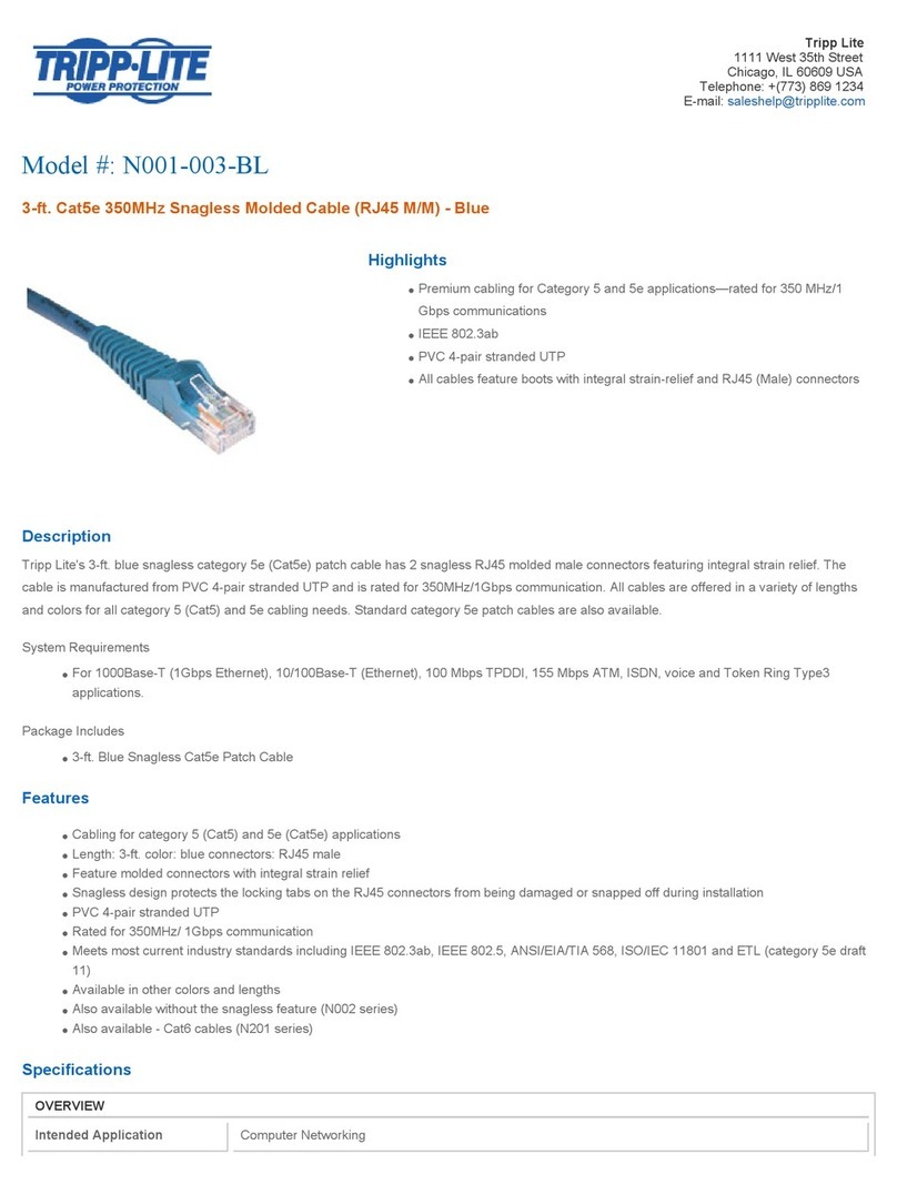 Tripp Lite N001-003-BL Specifications