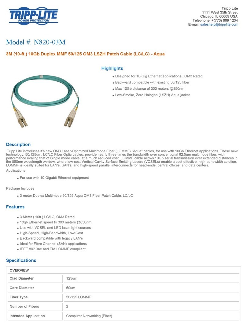 Tripp Lite Multimode Fiber Optics 3-meter N820-03M Specifications