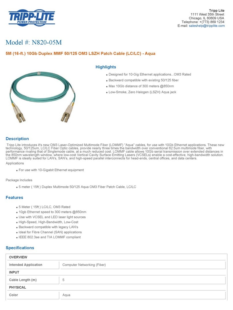 Tripp Lite Multimode Fiber Optics 5-meter ( N820-05M User manual Tripp Lite Multimode Fiber Optics 5-meter ( N820-05M User manual