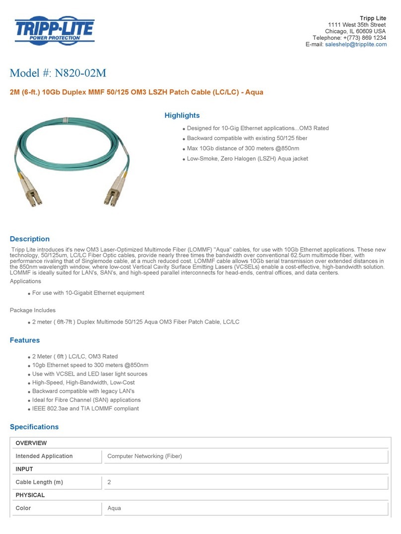 Tripp Lite Multimode Fiber Optics 2-meter N820-02M User manual Tripp Lite Multimode Fiber Optics 2-meter N820-02M User manual