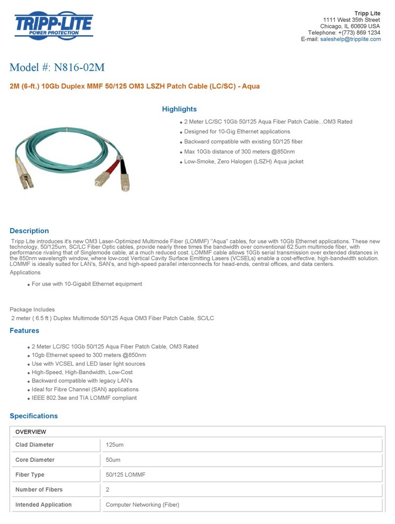 Tripp Lite Multimode Fiber Optics 2-meter N816-02M User manual Tripp Lite Multimode Fiber Optics 2-meter N816-02M User manual