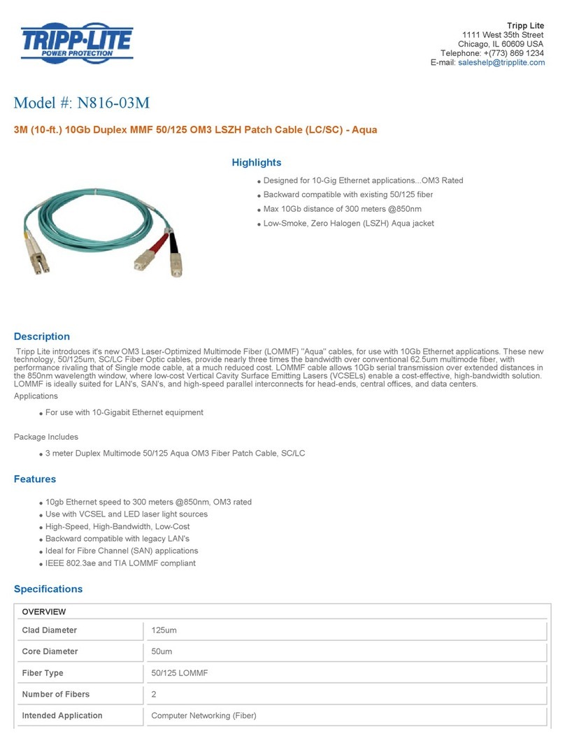 Tripp Lite Multimode Fiber Optics 3-meter N816-03M Specifications Tripp Lite Multimode Fiber Optics 3-meter N816-03M Specifications