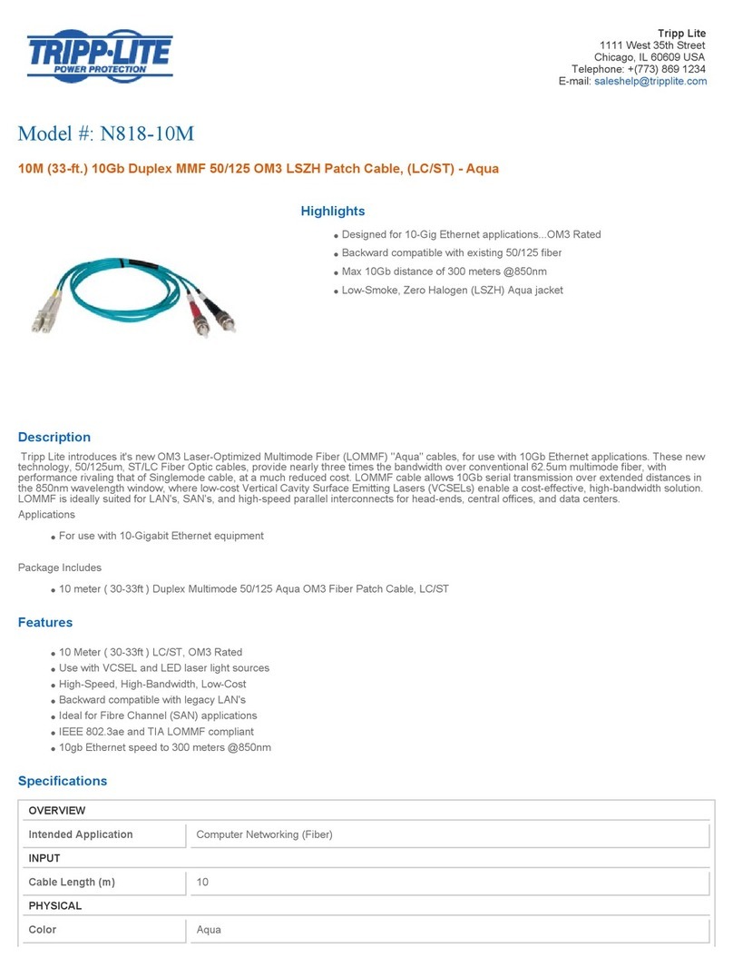 Tripp Lite Multimode Fiber Optics 10-meter N818-10M User manual
