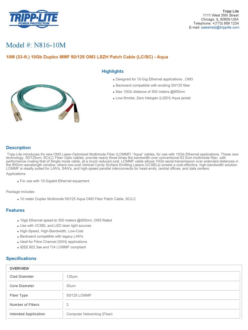 Tripp Lite Multimode Fiber Optics 10-meter N816-10M Specifications