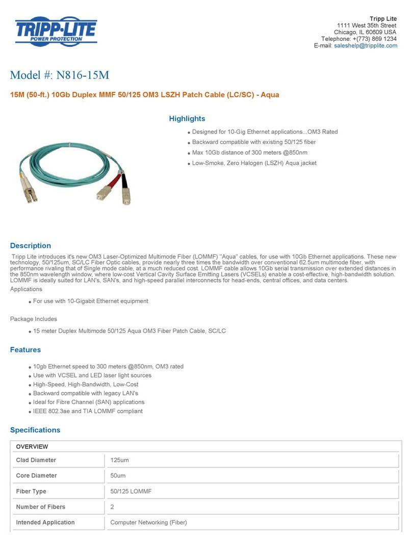 Tripp Lite Multimode Fiber Optics 15-meter N816-15M Specifications