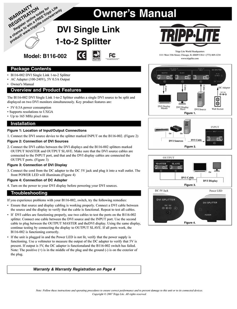 Tripp Lite DVI Video Splitter/Booster B116-002 owner's manual Tripp Lite DVI Video Splitter/Booster B116-002 owner's manual