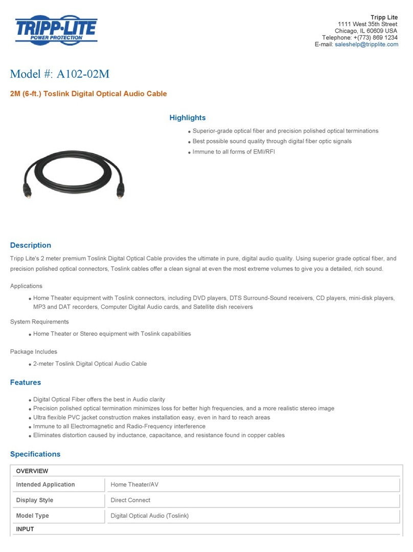 Tripp Lite A102-02M Specification sheet Tripp Lite A102-02M Specification sheet