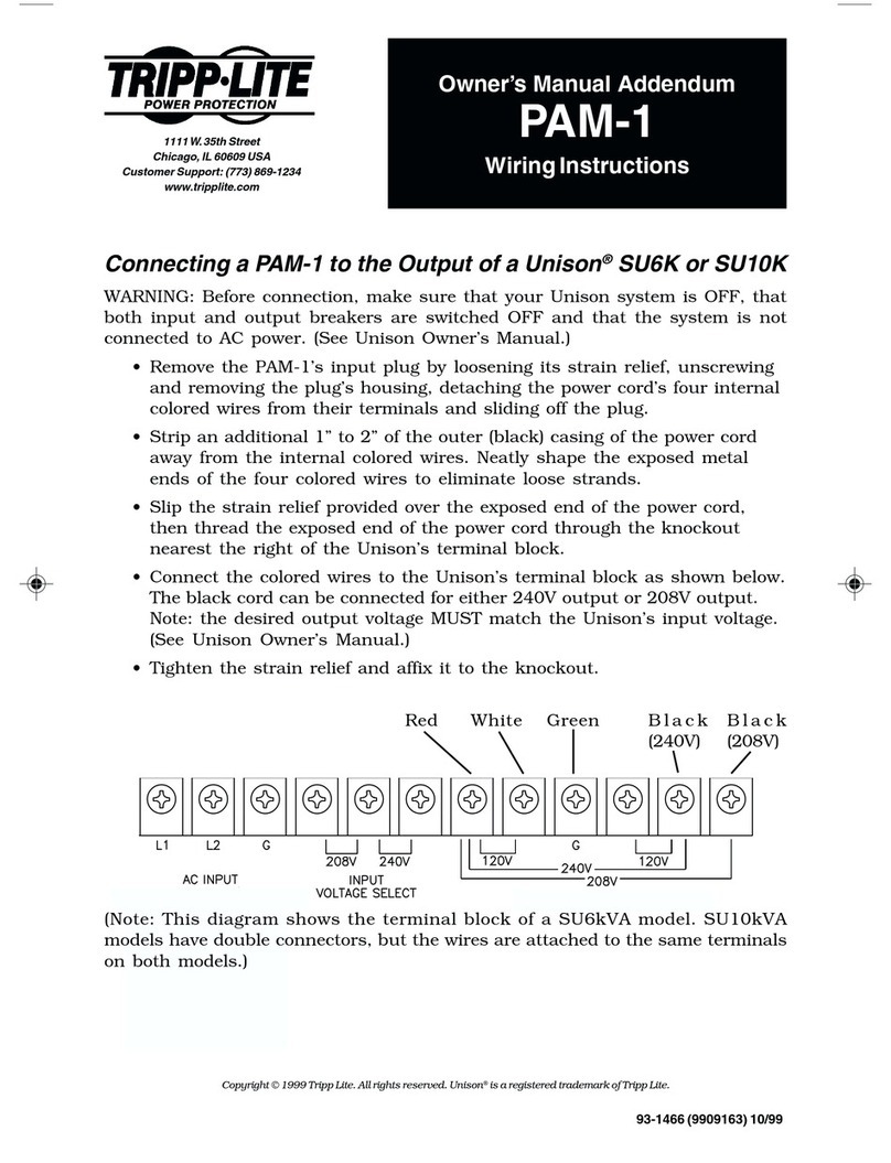 Tripp Lite Power Accessory Module PAM-1 Installation and operating instructions Tripp Lite Power Accessory Module PAM-1 Installation and operating instructions
