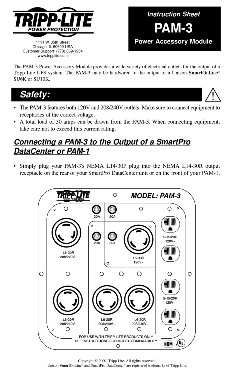 Tripp Lite Power Accessory Module PAM-3 User manual