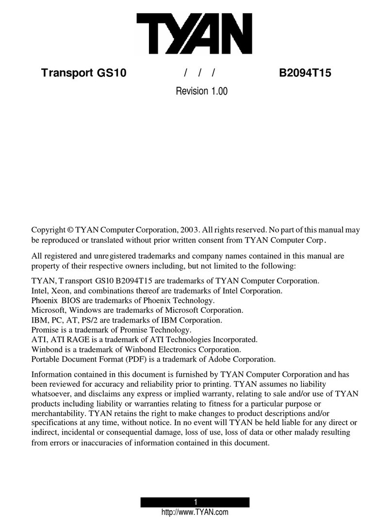 TYAN Transport GS10 B2094T15 User manual