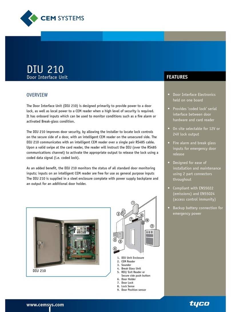 CEM Systems Door Interface Unit DIU 210 specification