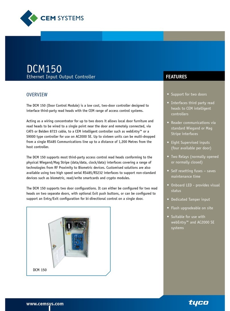 CEM Systems Ethernet Input Output Controller DCM 150 User manual