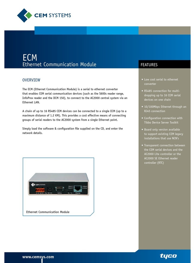 CEM Systems Ethernet Communication Module ECM specification