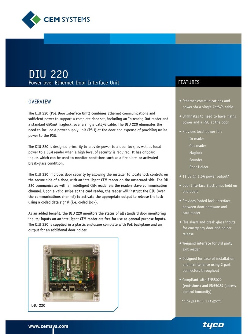 CEM Systems CEM Systems DIU 220 Specification sheet
