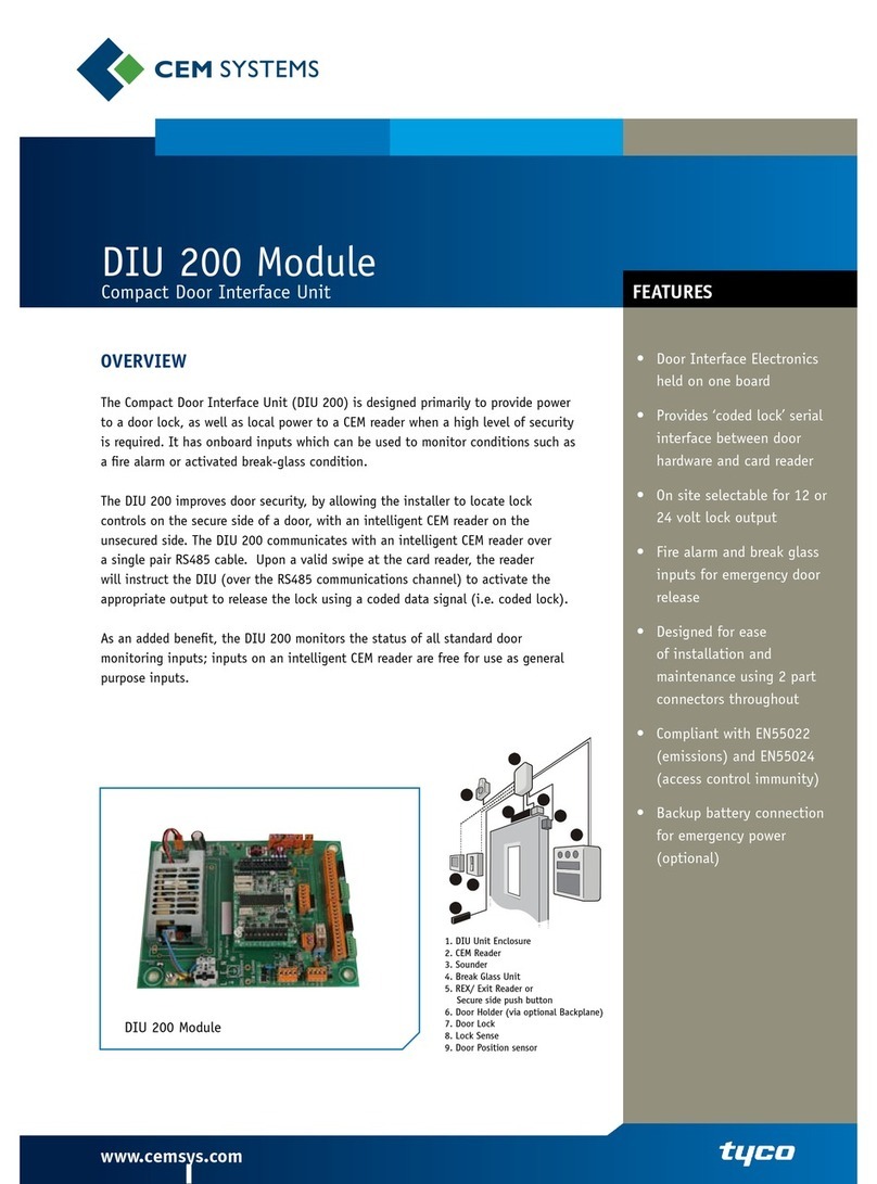 CEM Systems Compact Door Interface Unit DIU 200 specification