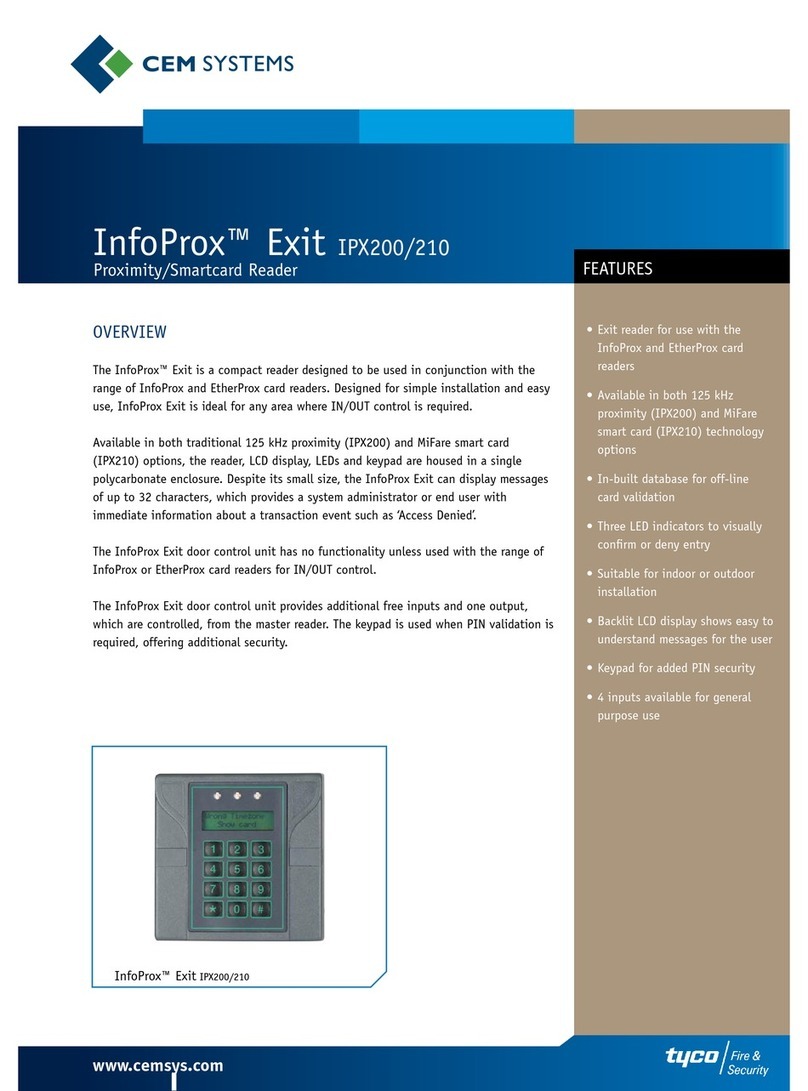 Tyco InfoProx Exit IPX200 User manual