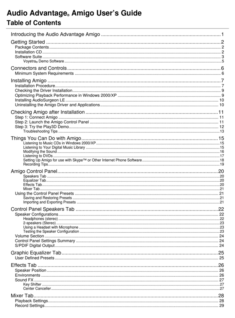 Turtle Beach Audio Advantage Amigo TBS-1121-01 user guide